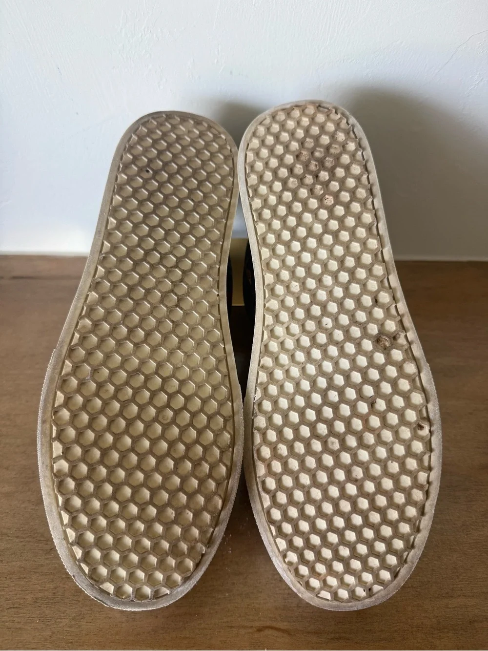Sam Edelman Navy Floral Slip-Ons with Faux Fur Pom